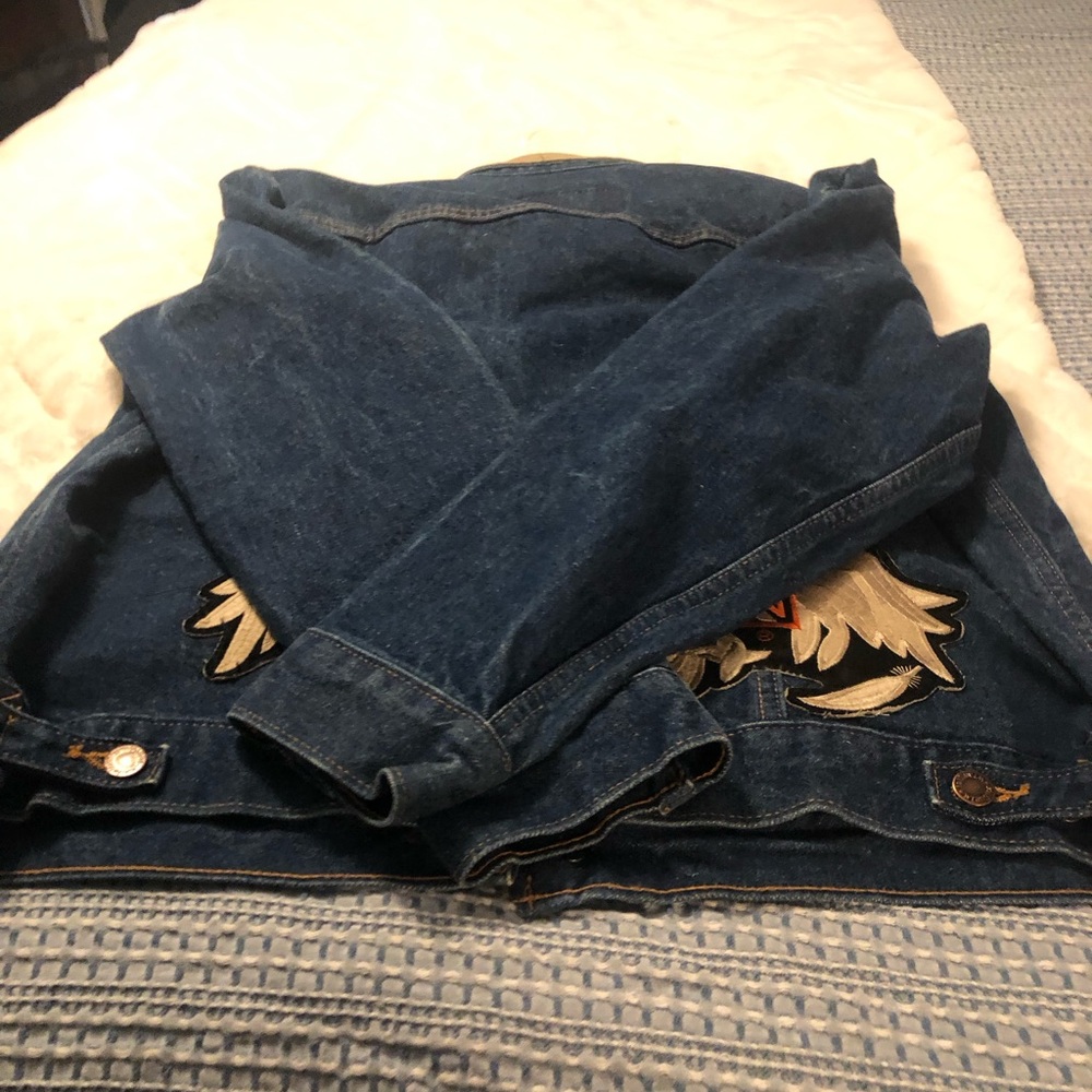 EUC Wrangler Authenic Western Jacket Harley Patch On Back Corduroy Collar - Picture 4 of 7